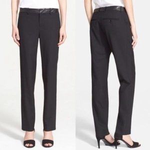 VINCE black leather accent trim pants trousers